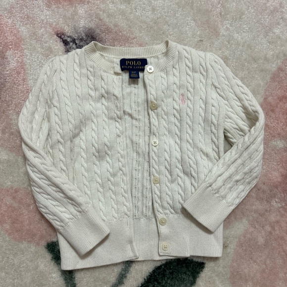 Polo by Ralph Lauren Toddler Girls White Cable Knit Sweater - Picture 1 of 5